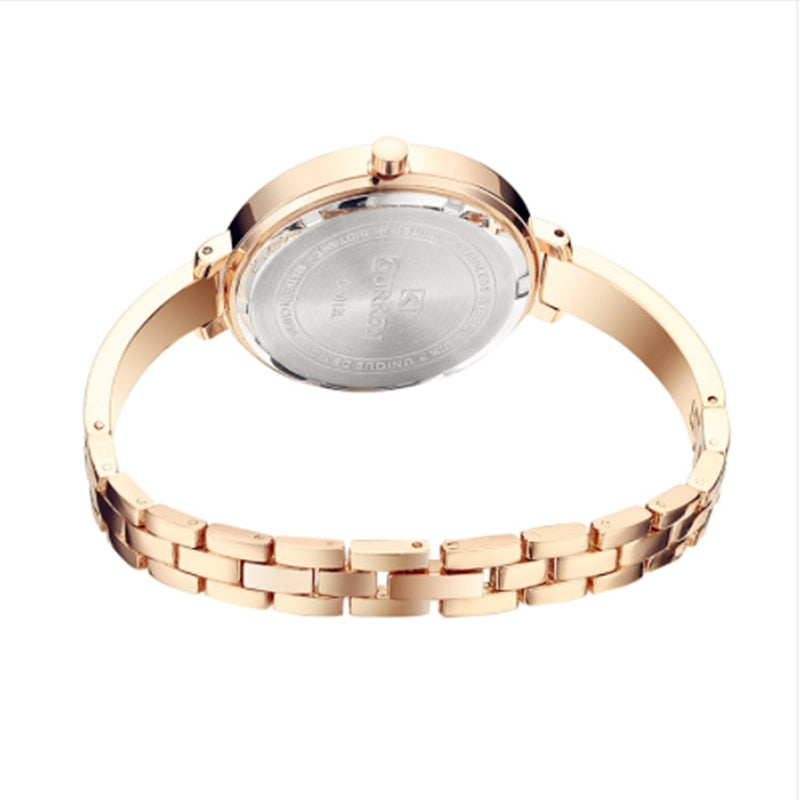 Relógio Feminino CURREN Moda Ouro de Aço Inoxidável Ultra fino  Montre Femme