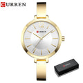 Relógio Feminino CURREN Moda Ouro de Aço Inoxidável Ultra fino  Montre Femme
