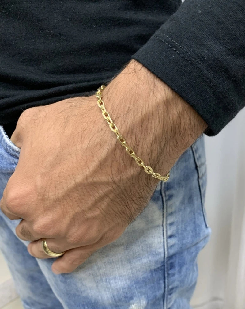 Pulseira de Moeda Antiga  Modelo Cadeado  Lixado 4mm