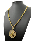 KIT CORDÃO PERUANO 5MM + PINGENTE SAO JORGE BANHADO A OURO