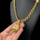 KIT CORDÃO FRISO TRIPLO  + PINGENTE  PIT BULL ANHADO OURO