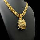 KIT CORDÃO FRISO TRIPLO  + PINGENTE  PIT BULL ANHADO OURO