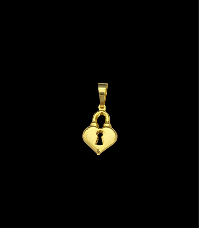PINGENTE CADEADO CORAÇÃO FEMININO - BANHADO A OURO 18K
