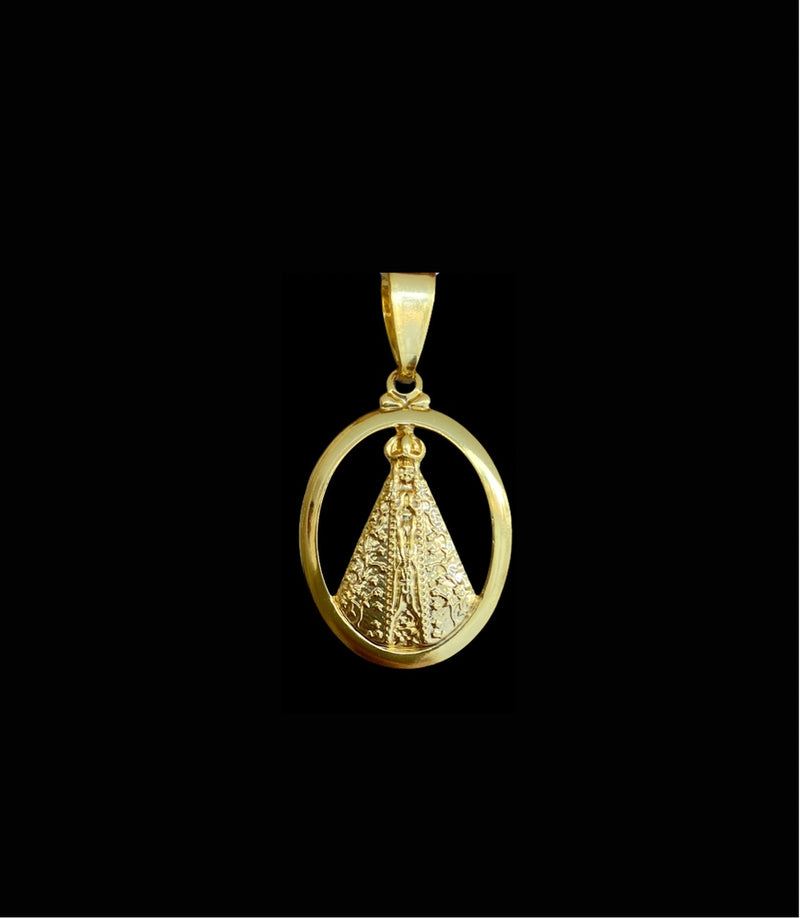 PINGENTE NOSSA SENHORA VAZADA OVAL P - BANHADO A OURO 18K