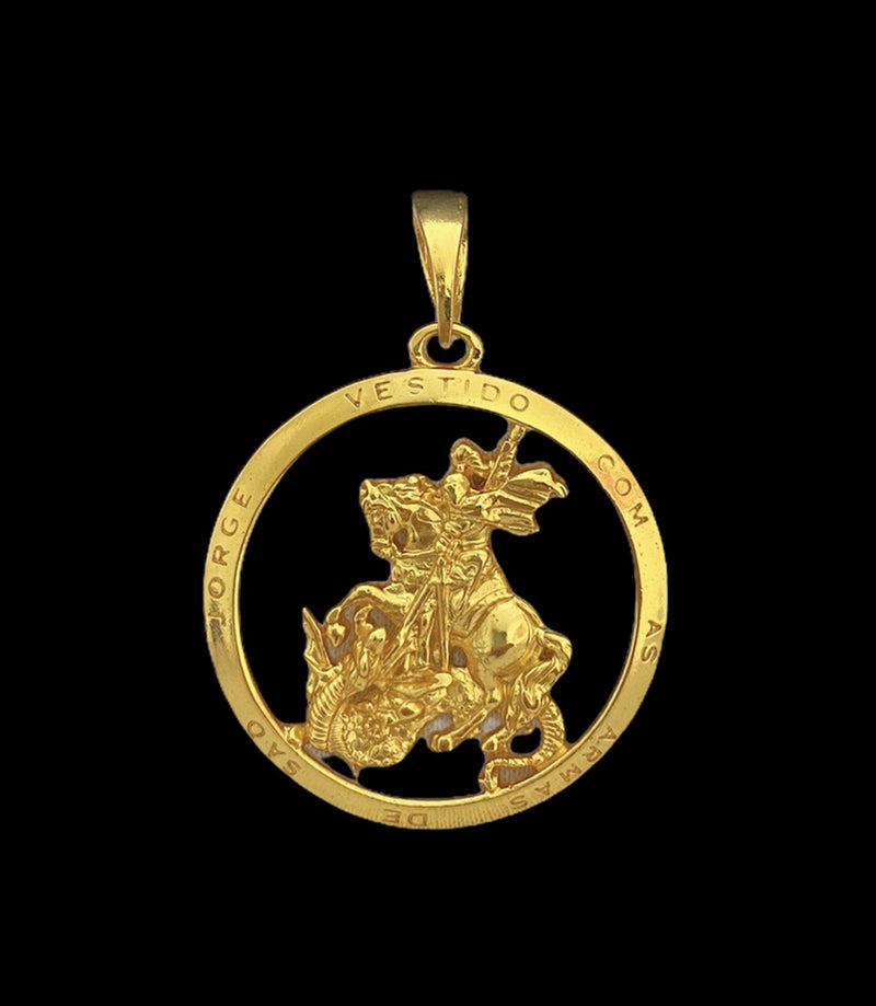 PINGENTE SÃO JORGE VAZADO G - BANHADO A OURO 18K