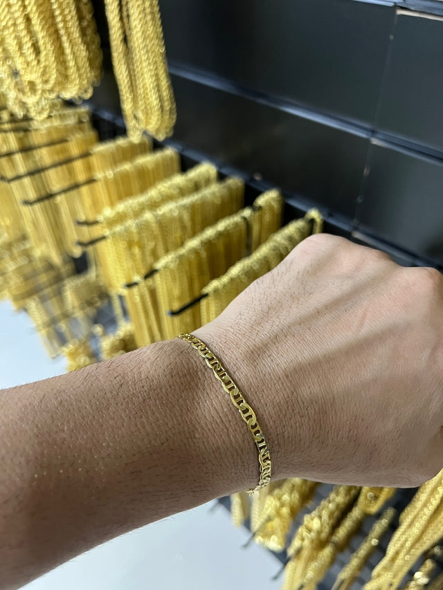 PULSEIRA 5MM PIASTRINE - BANHADO A OURO 18k