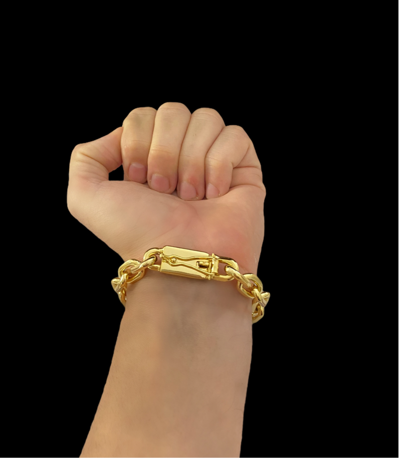 PULSEIRA CADEADO 12MM BANHADA A OURO 18K