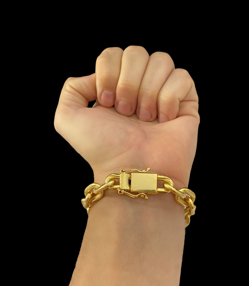 PULSEIRA CADEADO 14MM BANHADA A OURO 18K