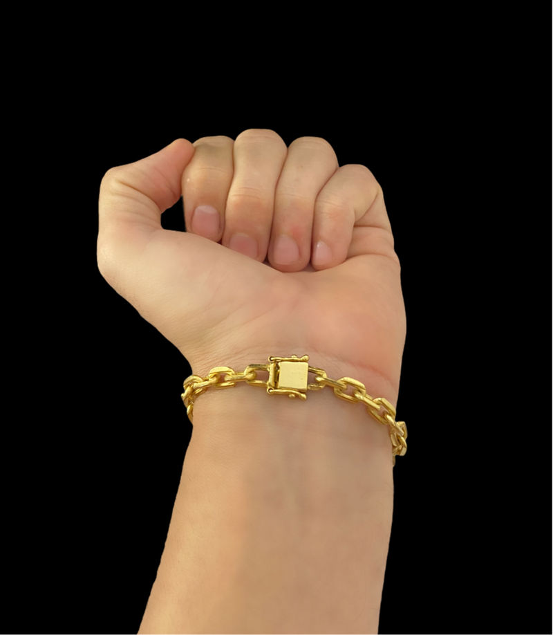 PULSEIRA CADEADO 6MM BANHADA A OURO 18K