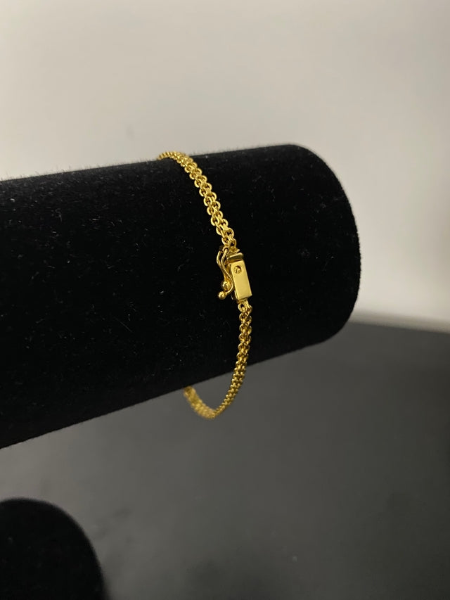 PULSEIRA CADEADO DUPLO 3MM - BANHADO A OURO 18K