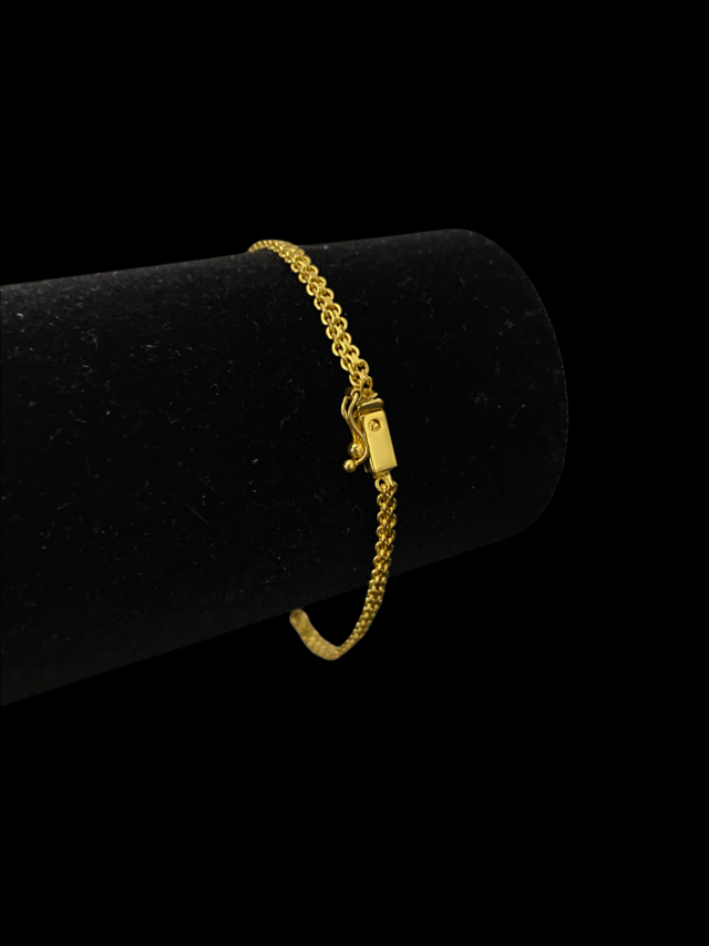 PULSEIRA CADEADO DUPLO 3MM - BANHADO A OURO 18K