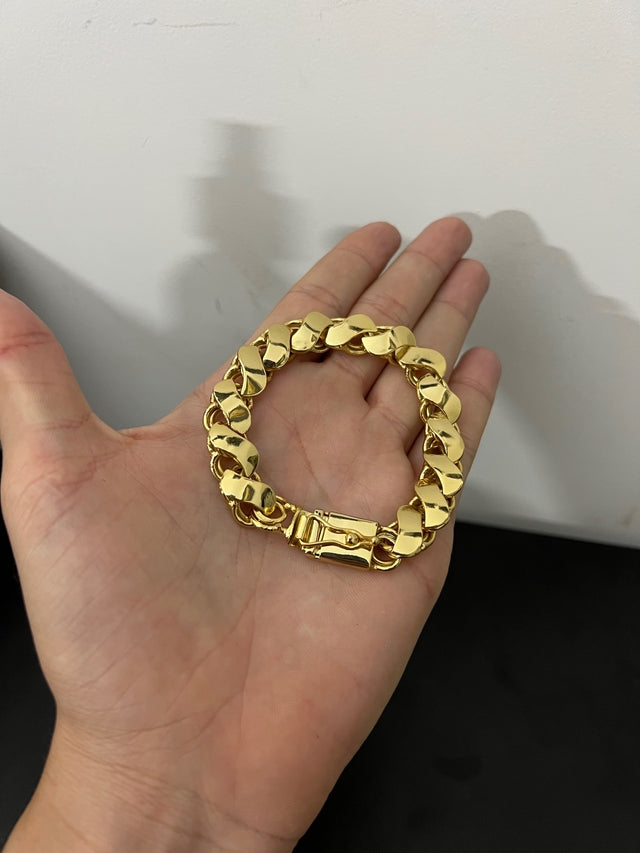 PULSEIRA FRISO S 13MM - BANHADO A OURO 18K