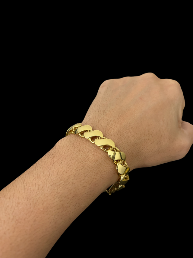 PULSEIRA FRISO S 13MM - BANHADO A OURO 18K