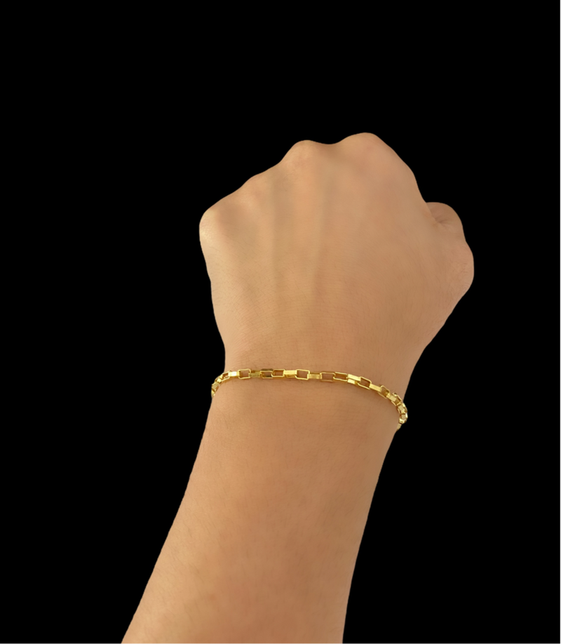 PULSEIRA TIJOLINHO 3MM - BANHADO A OURO 18K