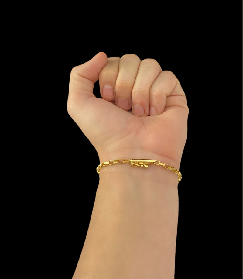 PULSEIRA TIJOLINHO 3MM - BANHADO A OURO 18K