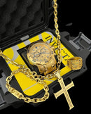 RELÓGIO INVICTA + KIT CADEADO 8MM BANHADO OURO