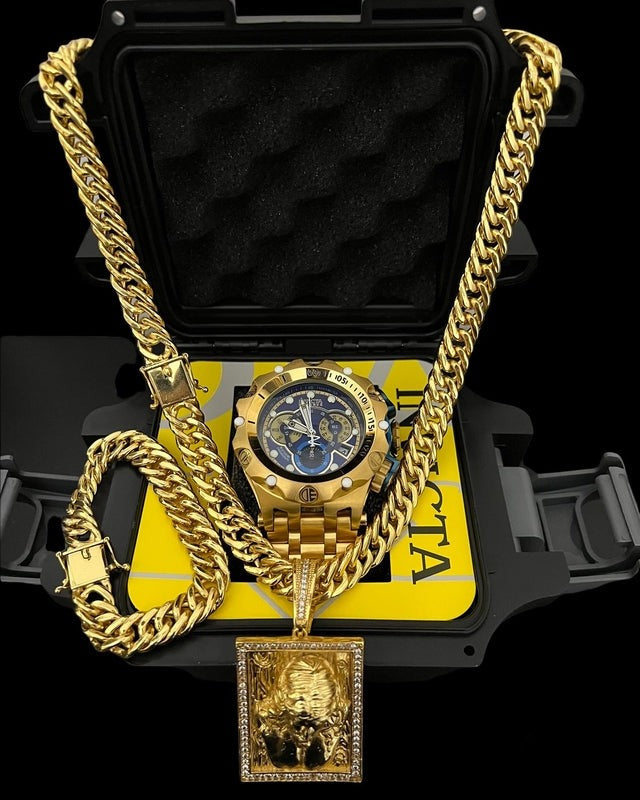 RELÓGIO INVICTA + KIT GRUMET 13MM BANHADO OURO