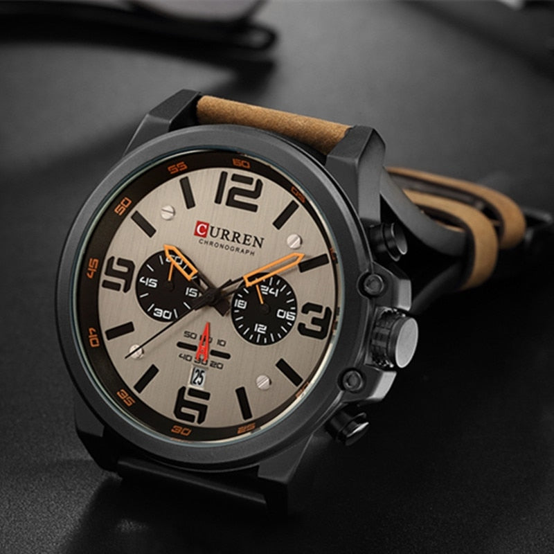 Relógio de luxo CURREN com pulseira de couro