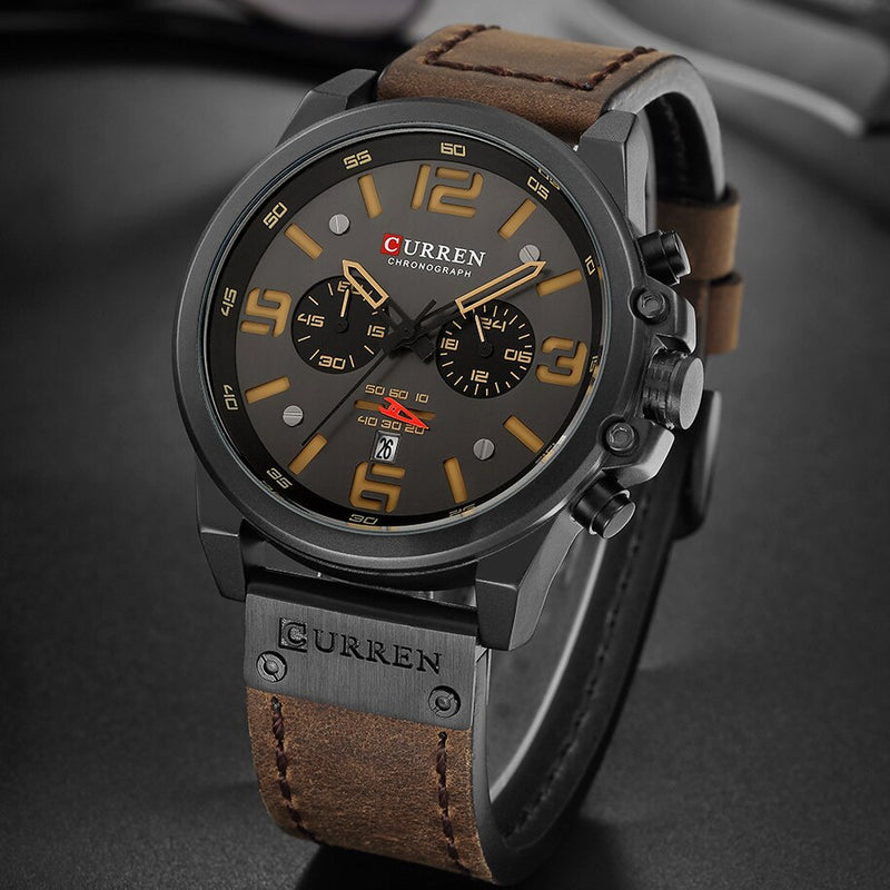 Relógio de luxo CURREN com pulseira de couro