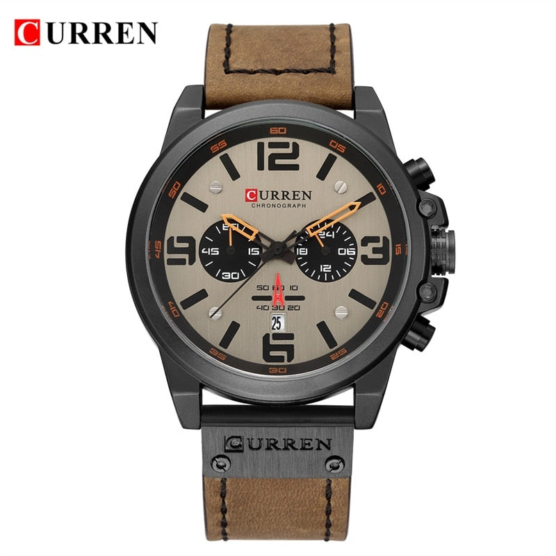 Relógio de luxo CURREN com pulseira de couro