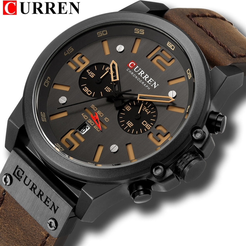 Relógio de luxo CURREN com pulseira de couro