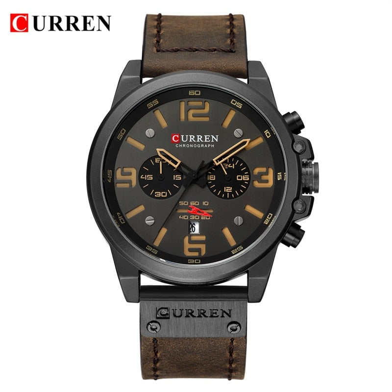 Relógio de luxo CURREN com pulseira de couro