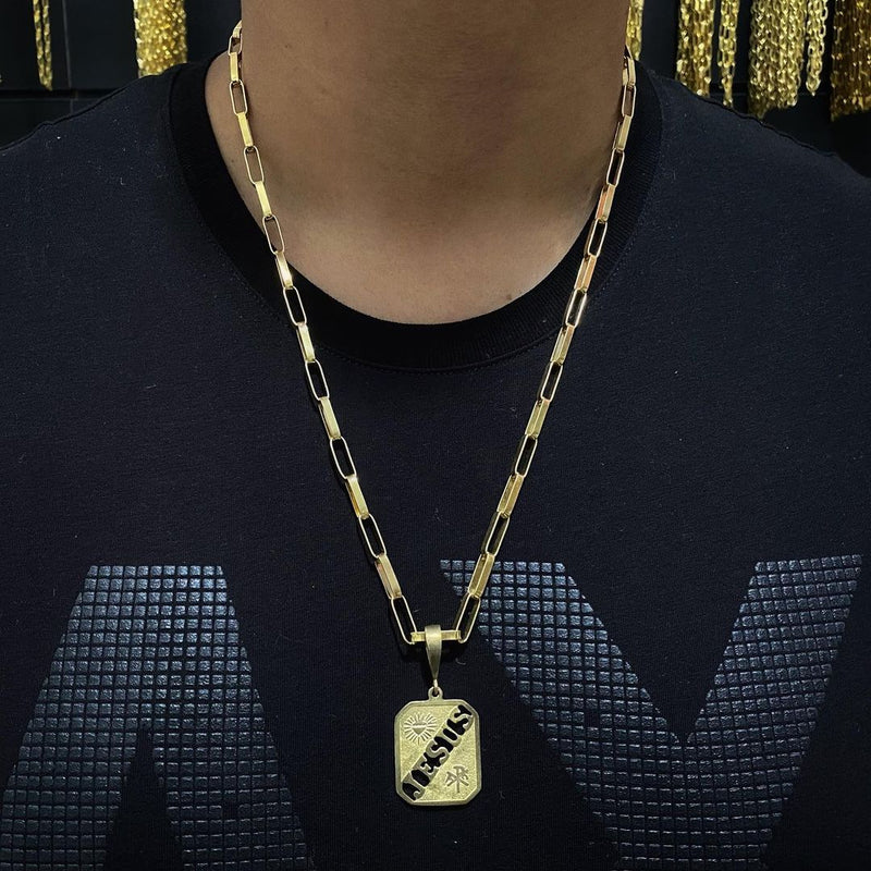 Corrente Cartier + Pingente Placa (jesus)