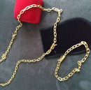 Corrente + Pulseira Moeda Antiga Cadeado 3mm