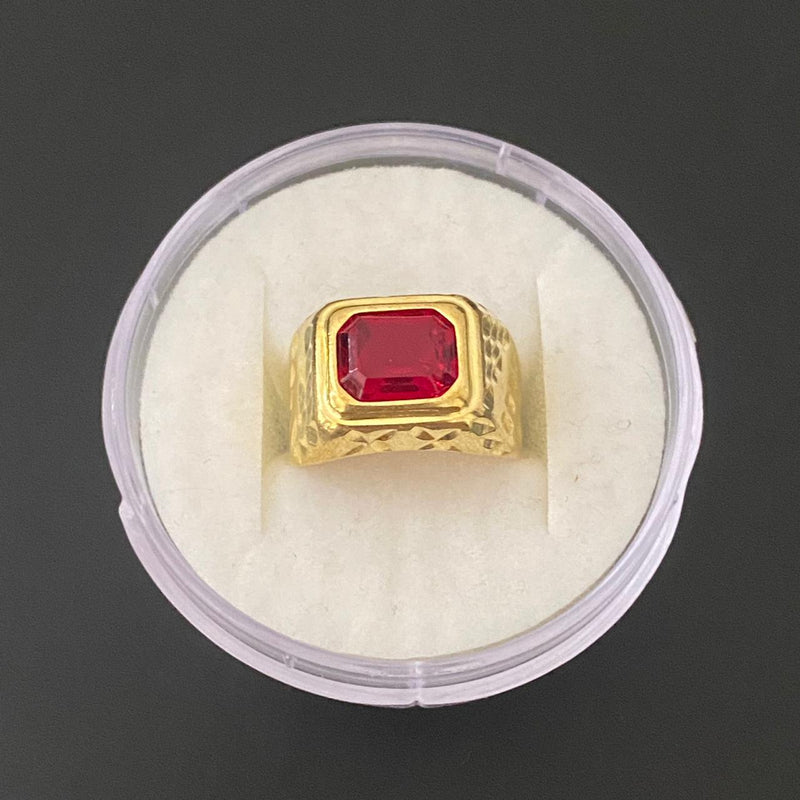 Anel formatura com pedra vermelha