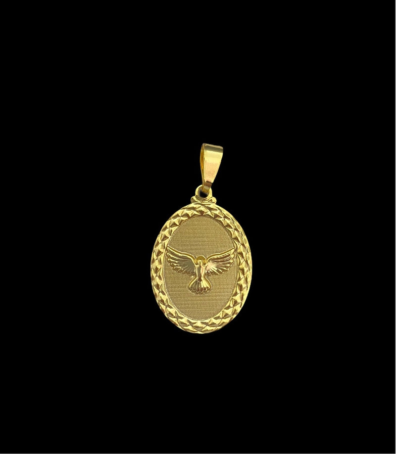 PINGENTE ESPÍRITO SANTO OVAL -BANHADO A OURO 18K