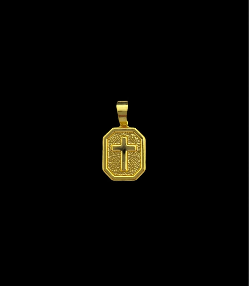 PINGENTE CRUZ PLACA P - BANHADO A OURO 18K