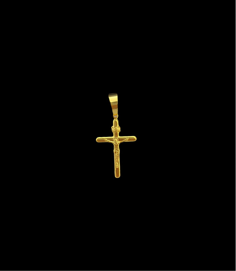 PINGENTE CRUZ CRUCIFIXO CRISTO P - BANHADO A OURO 18K