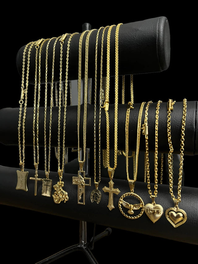 CORRENTE + PINGENTE BANHADO A OURO 18K