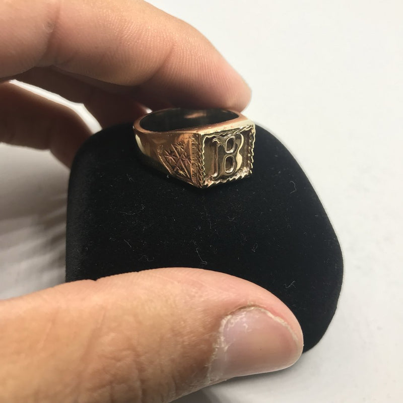 Anel de Moeda Antiga Personalizado Com Letra Borda Bordada