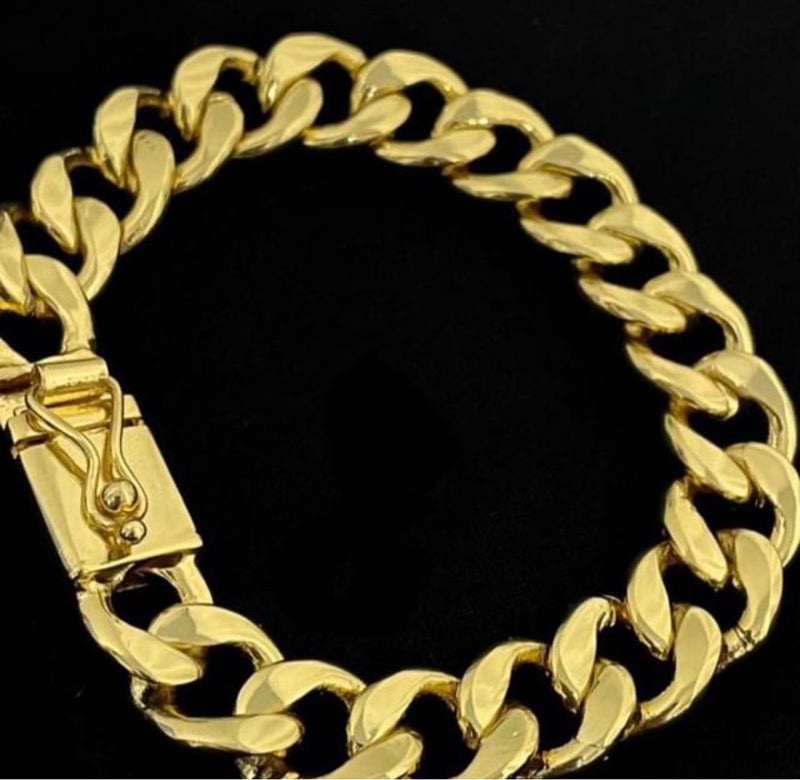 Pulseira Pit Bull 10mm Banhada Ouro 18K