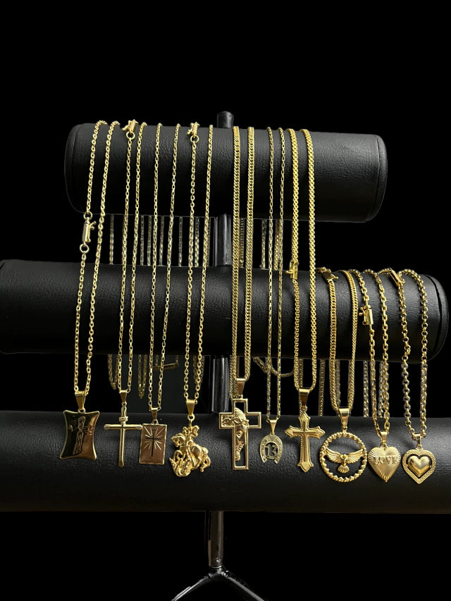 CORRENTE + PINGENTE BANHADO A OURO 18K