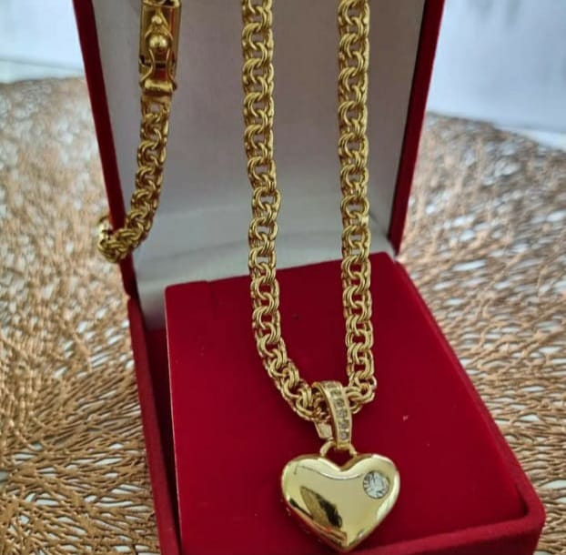 Corrente + pulseira + Pingente personalizado