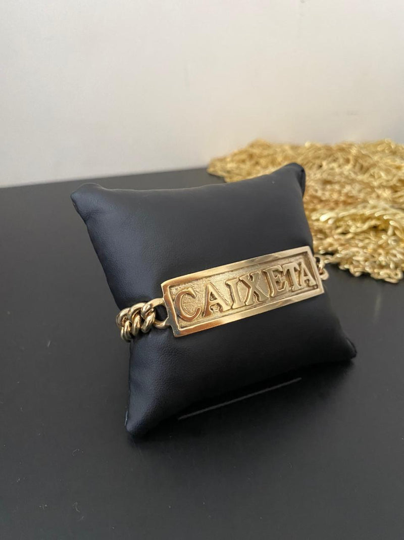 Bracelete moeda antiga personalizado com nome