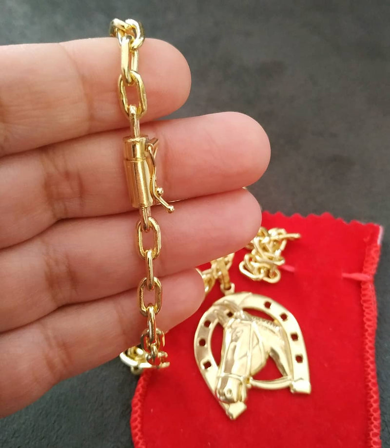 Kit Corrente+ Pulsiera + Pingente Moeda Antiga
