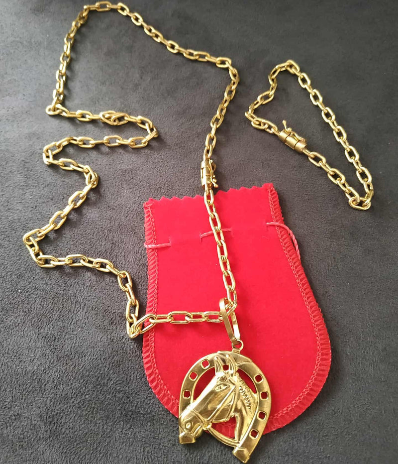 Kit Corrente+ Pulsiera + Pingente Moeda Antiga