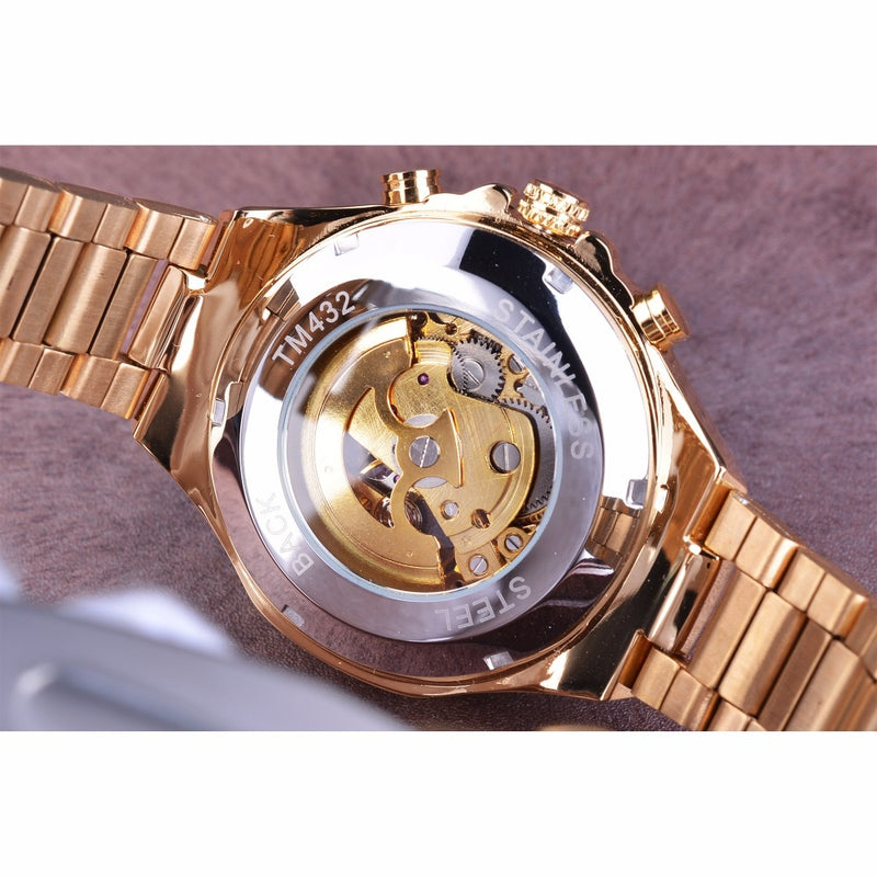Relógio Masculino Bezel Golden Watch Luxo Montre Homme