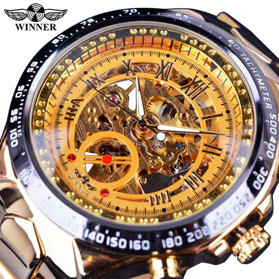 Relógio Masculino Bezel Golden Watch Luxo Montre Homme