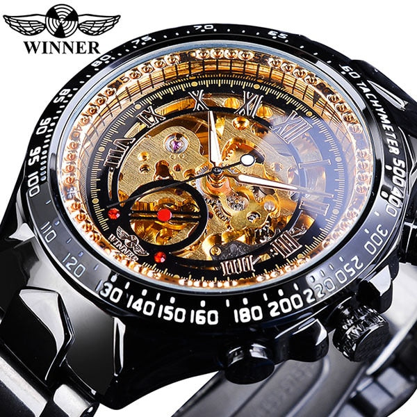 Relógio Masculino Bezel Golden Watch Luxo Montre Homme