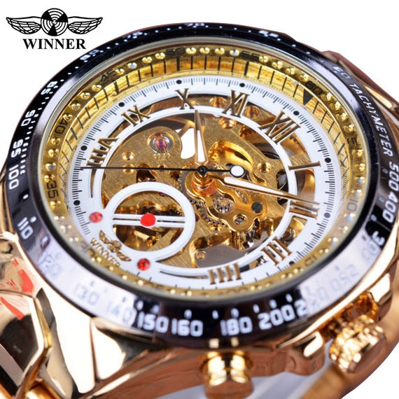 Relógio Masculino Bezel Golden Watch Luxo Montre Homme