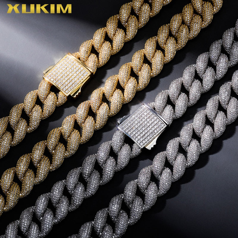 XUKIM INCE CHAIN  Tamanho Grande 18mm Bling  Fat Chain