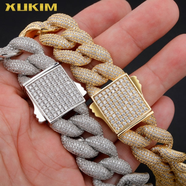 XUKIM INCE CHAIN  Tamanho Grande 18mm Bling  Fat Chain