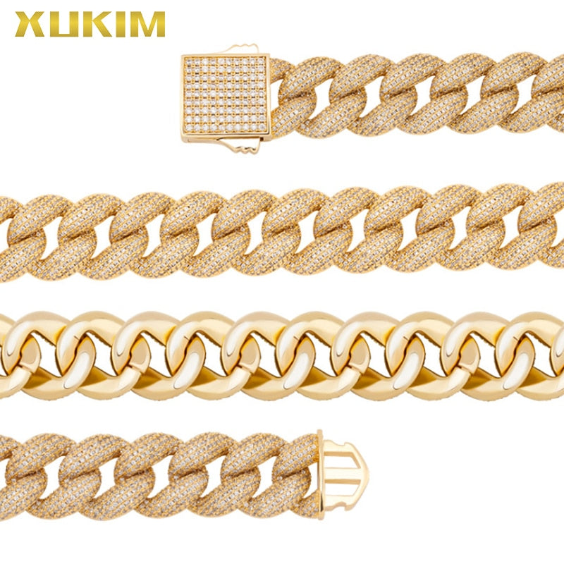XUKIM INCE CHAIN  Tamanho Grande 18mm Bling  Fat Chain