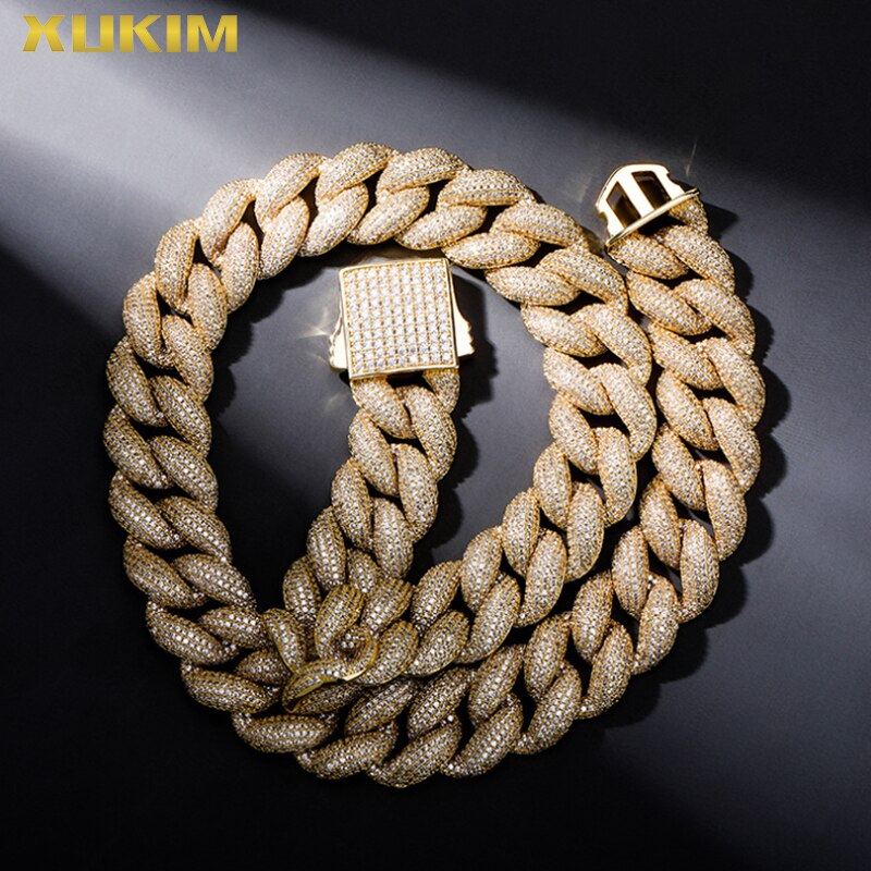 XUKIM INCE CHAIN  Tamanho Grande 18mm Bling  Fat Chain