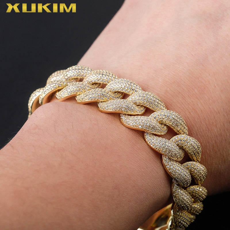 XUKIM INCE CHAIN  Tamanho Grande 18mm Bling  Fat Chain