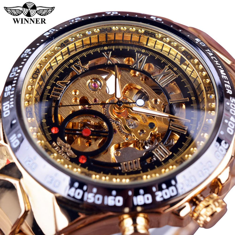 Relógio Masculino Bezel Golden Watch Luxo Montre Homme